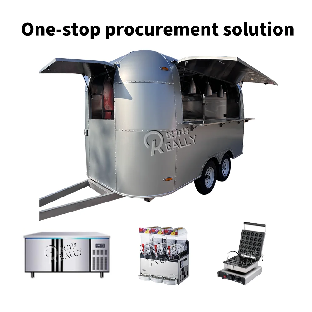 Gerobak Makanan Modern Custom, Trailer Pizza, Truk Makanan Cepat Saji, Katering Stainless Steel, Trailer Kopi untuk Dijual