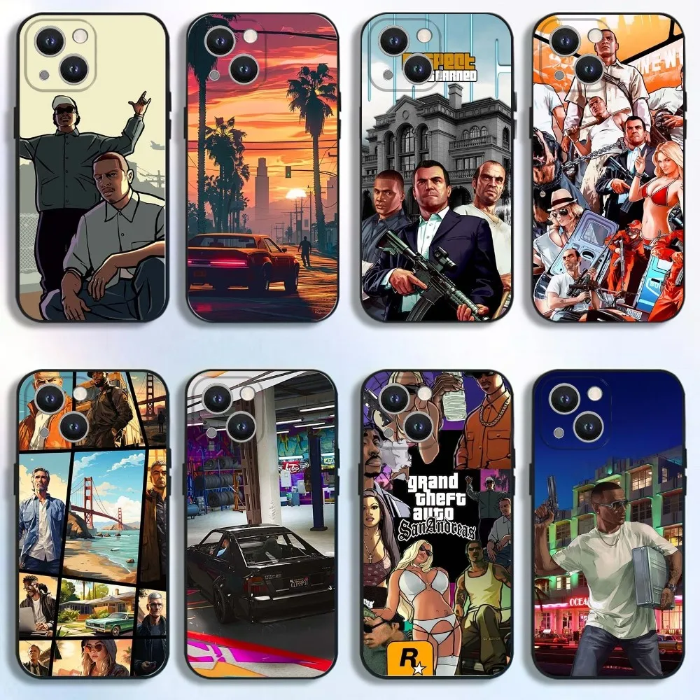 

GTA Grand Theft Auto Smart Phone Case For iPhone 16,15,14,13,12,11,Pro,X,XS,Max,XR,Plus,Mini Soft Black Cover