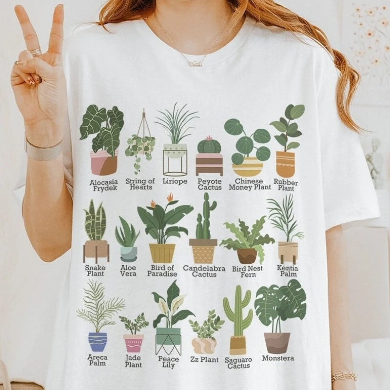 House Plant Oversized Tshirt_ Boho Crazy Plant Lady Women Basic Leisure Loose Fit Top Tee Fashion Retro Female Clothe Summer New