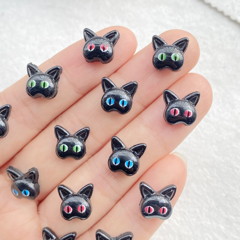 50pcs Resin Cute Cartoon Cat Head Figurines Nail Art Flatback Scrapbook DIY Wedding Applique Jewelry Accessories Crafts