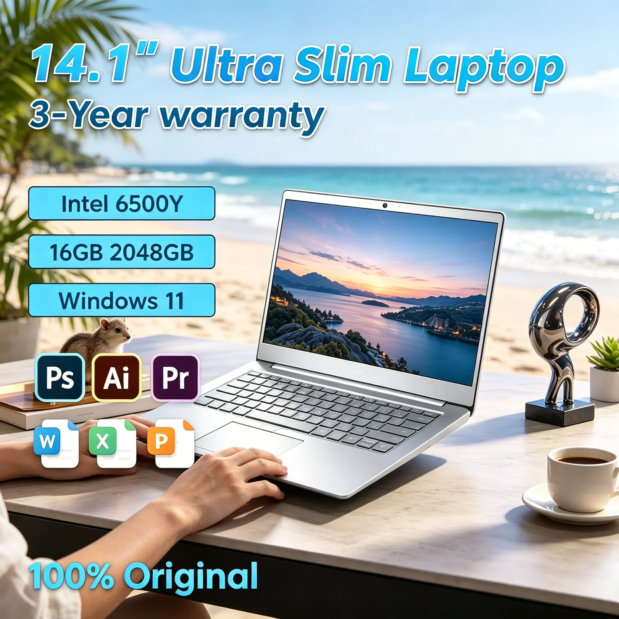 

Lightweight Travel Ultrabook Win11 System 6500Y Processor 5000mAh Battery Student Office Portable Laptop