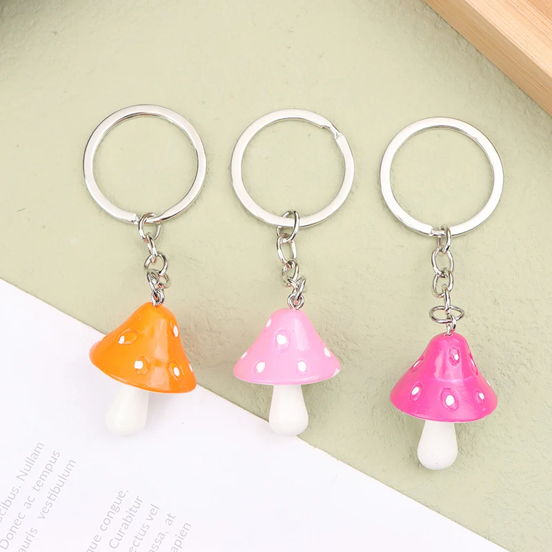 1pc DIY Schmuck Geschenke niedlichen Pflanze Pilz Schlüssel anhänger für Frauen Cartoon Harz Schlüssel ring Mädchen Kinder Tasche Anhänger