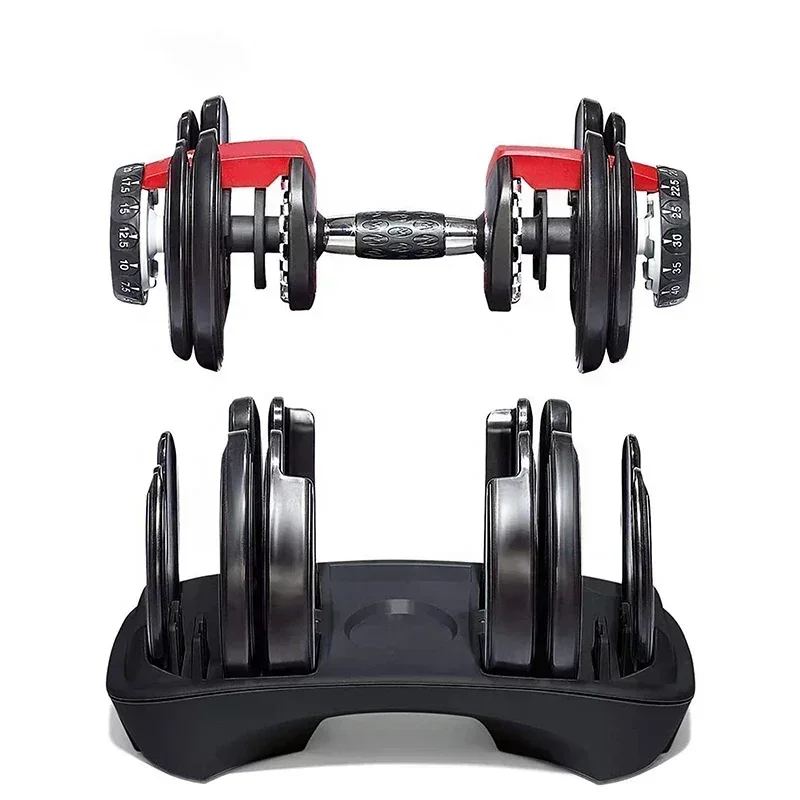 Fitness Dumbells Pair Adjustable Weight Dumbbells Set Commercial Cast Iron Logo Unisex Adjustable Dumbbell 24KG  Black