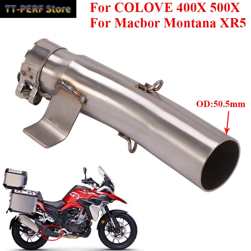 

For COLOVE ZF 500X 400X 400GY 500GY Macbor Montana XR5 Motorcycle Exhaust System Escape Modified Muffler 51mm Middle Link Pipe