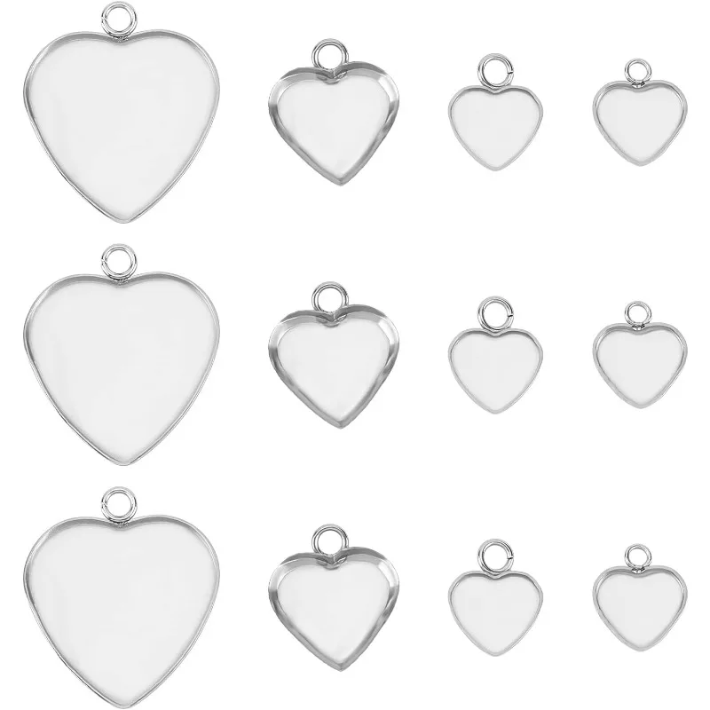 

Heart Pendant Trays Stainless Steel Blank Bezel Hypoallergenic Tray Base Pendant for Jewelry Making DIY Findings