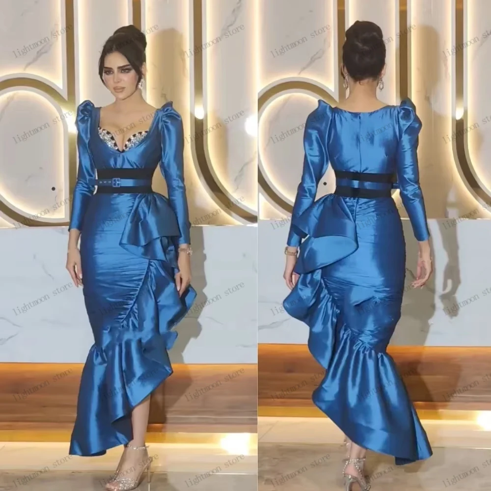 فساتين سهرة أنيقة عتيقة من الساتان للحفلات الراقصة بأكمام طويلة رداء على شكل قلب ساحر رشيق فيستدوس دي غالا مخصص #4