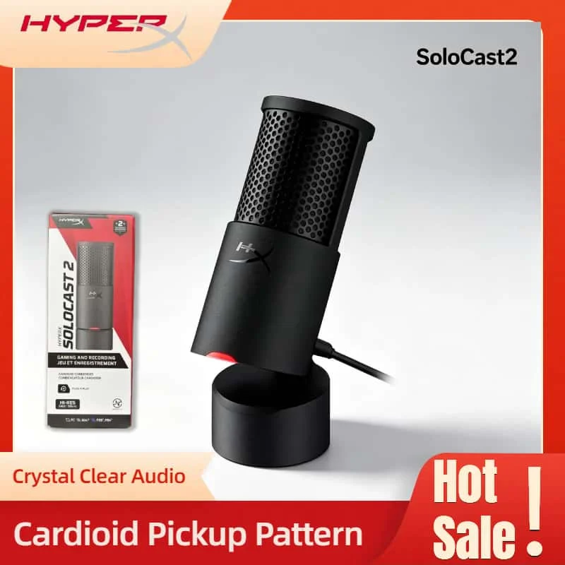 HYPERX SoloCast 2 Gaming Microphone One Button Mute Plug and Play Audio Adjustable via HyperX NGENUITY Software Pro