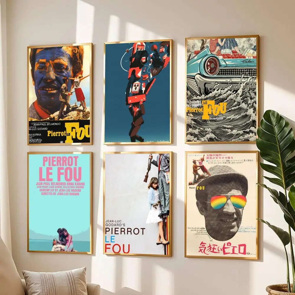classic movie P-Pierrot le Fou-U Poster Modern Wall Decal for Living Room Cafe Office Bar and Bedroom