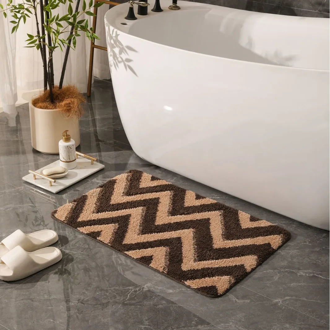 VIKAMAins Luxury-Inspired Bathroom Flannel Floor Mat, Water Absorbing Entryway Shoe Rug Bedroom Carpet, Home Decoration