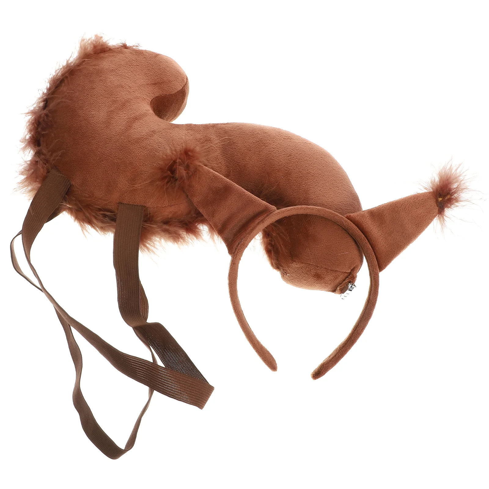 Animal Party Decor Squirrel Headband Tail Stuffed Costume for Kids Coffee Cosplay Accessory Child