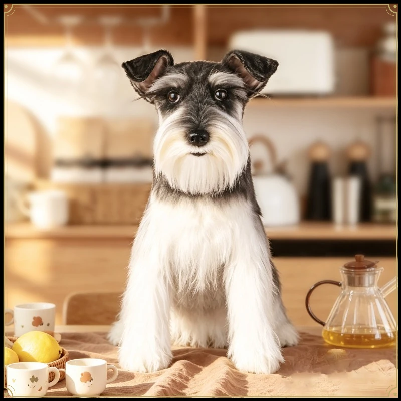 Lifelike Schnauzer Plush Doll Simulation Puppy Stuffed Toy Soft Companion Decor Gift for Men Women Kids Birthday Holiday