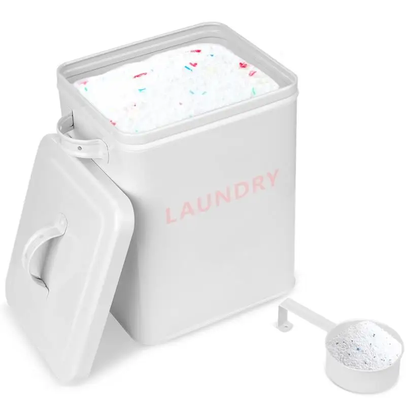 Laundry Powder Container Laundry Detergent Container Powder Laundry Soap Box Vintage Style Metal Organizer With Lid Handy Scoop