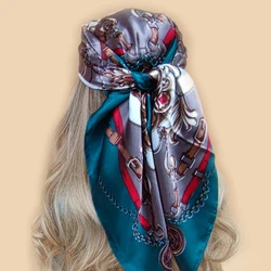 2023 Fashion Imitated Silk Scarf Ladies Outdoor Print Luxury Neck Hair Decorate Headband Scarf Outdoor Small Kerchief Soft Wrap