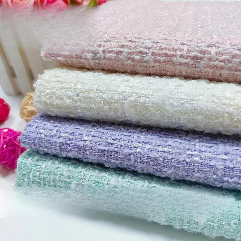 

Soft French Style Tweed Fabric Blue By The Meter for Clothing Coats Sewing Plain Thickend Dresses Cloth Breathable Skin Friendly