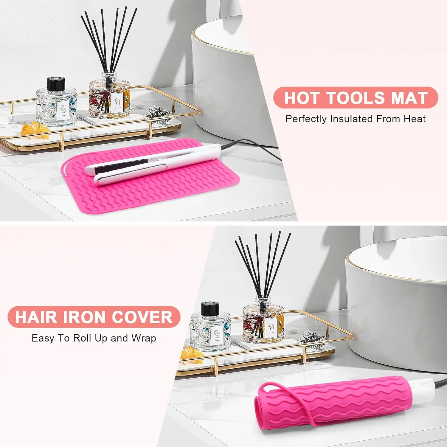 Neue Plus Size Silikon Hitzebeständige Matte Tragbare Reise Hot Tools Pad Abdeckung für Lockenstab, Glätteisen Haarglätter – Detail 3