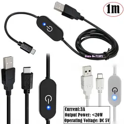 Taśma LED USB do Type-C Dotykowy ściemniacz Kabel zasilający Linia z niebieskim światłem Przełącznik sterujący listwą świetlną Typ USB C Przewód zasilający