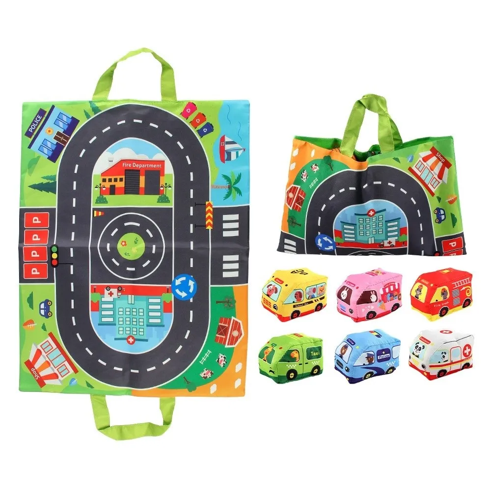 conjunto-de-6-9-pecas-para-aprendizagem-precoce-carro-de-tecido-macio-com-tapete-de-brincar-papel-sonoro-montessori-e-chocalho-presente