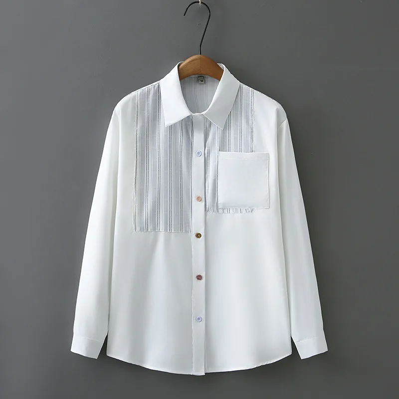 Nuovo 2025 signore primavera autunno camicia taglie forti per le donne di grandi dimensioni manica lunga o-collo striscia top cappotto 3XL 4XL 5XL 6XL