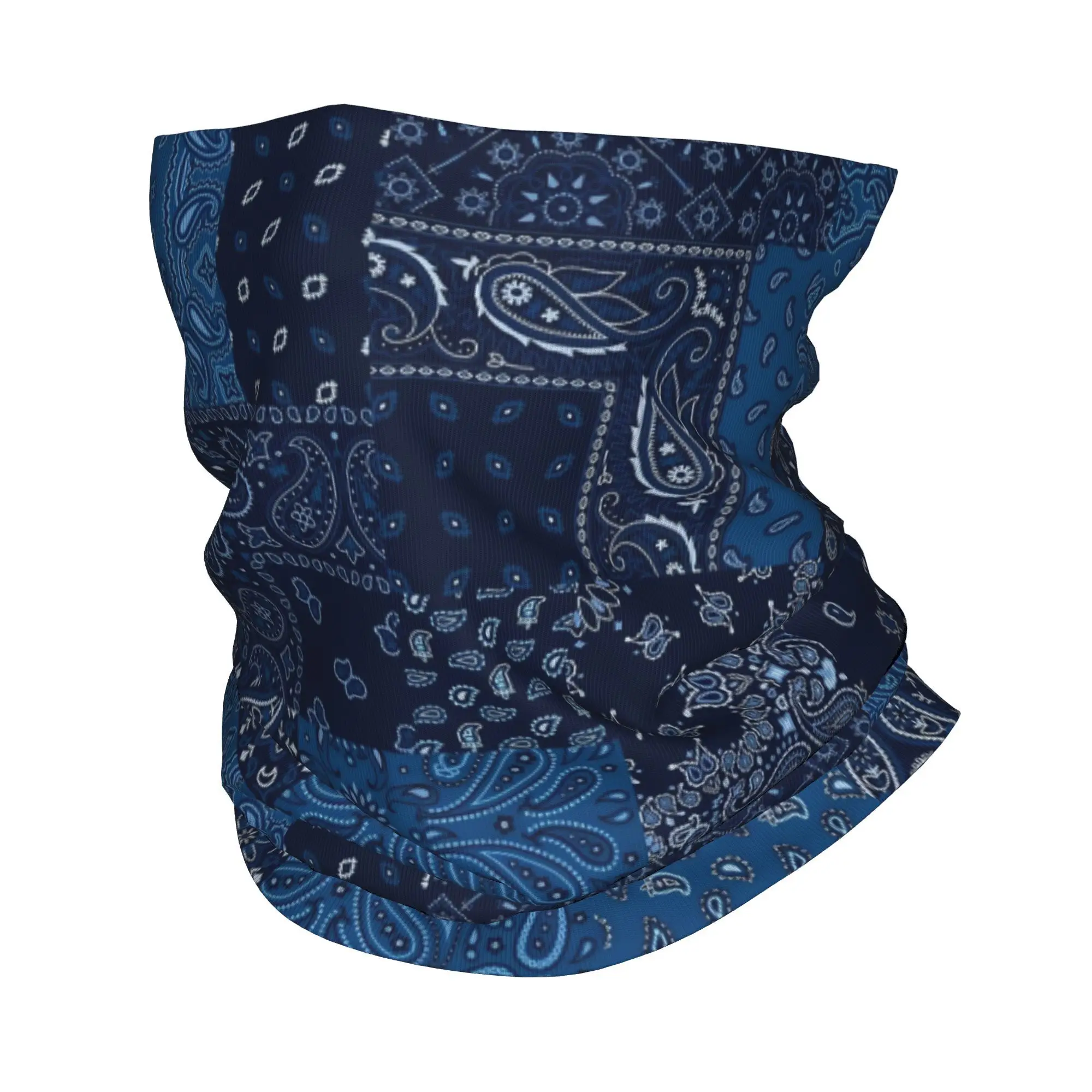 Custom Blue Classic Paisley Hot Bandana Neck Warmer Men Women Winter Hiking Ski Scarf Gaiter Vintage  Face Cover