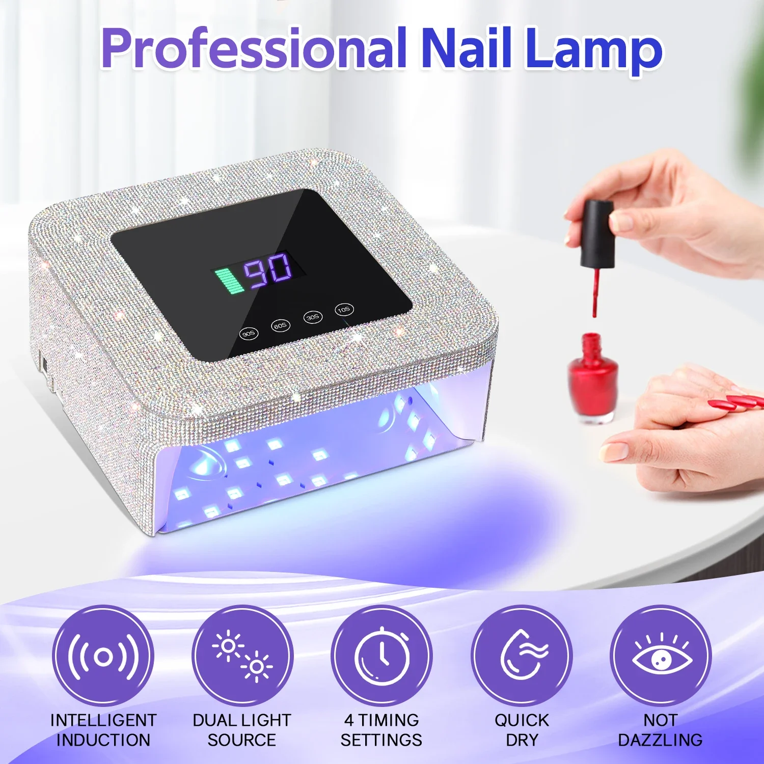 Lampada per unghie wireless 33W 39LEDS Macchina per asciugare le unghie a LED UV senza fili per polimerizzare lo smalto gel Lampada per manicure ricaricabile per polimerizzazione del gel