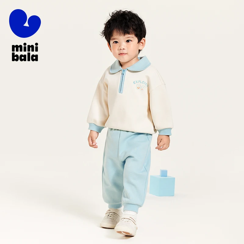 Mini Bala Set Boys and Girls Long Sleeve Set for Sporty Stylish Trendy Children 2024 Autumn New Wear