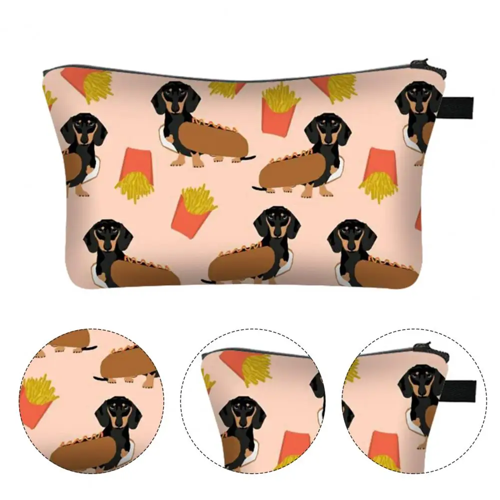 Printed Makeup Bag Capacity Wiener Dog Print Cosmetic Bag Portable Soft Multifunctional Travel Toiletry Makeup Storage Pouch