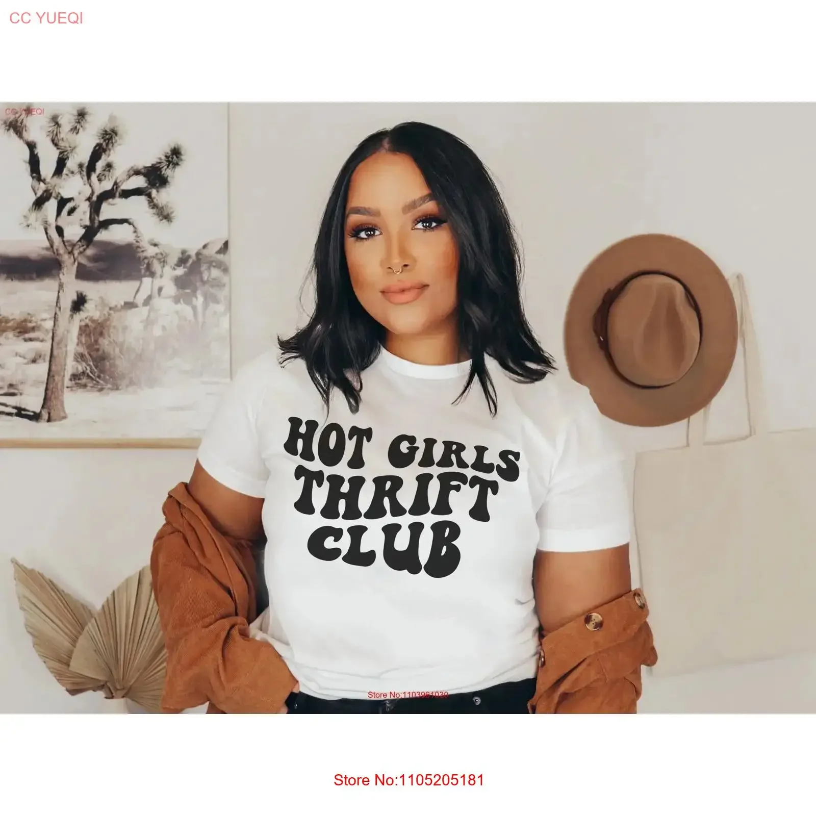 Hot Girls Thrift Club T Shirt Funny For Her Shopper Junk Lover Thrifting vintage Washed Top For Everyday Wear Comfortable