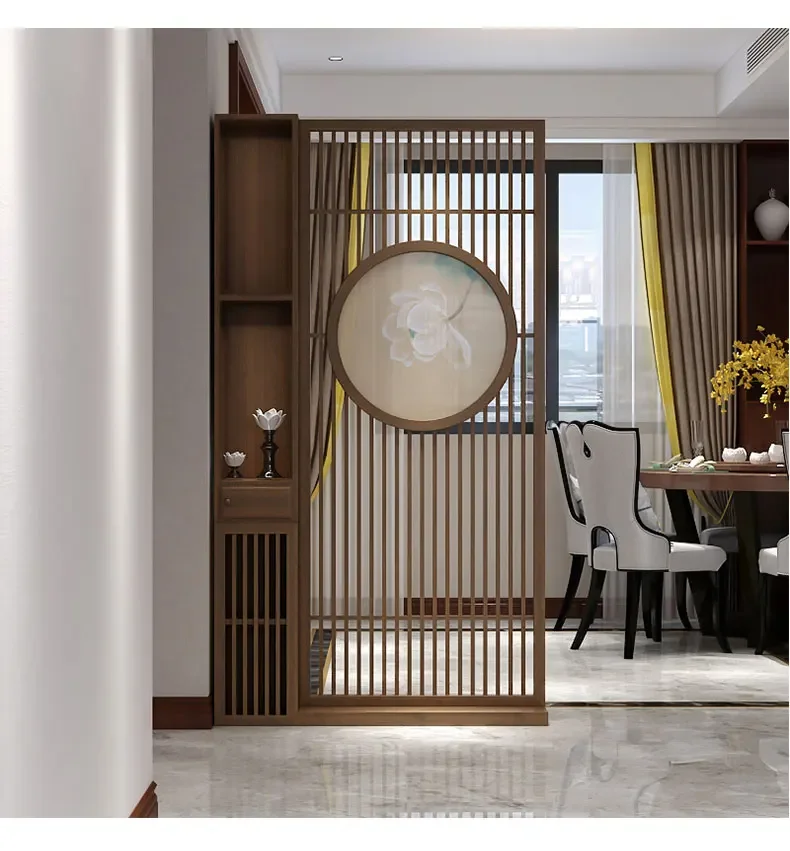

New Chinese Style Subareas Screens Living Room Bedroom Home Entrance Wall Simple Modern Solid Wood Front Door Shelf Cabinet