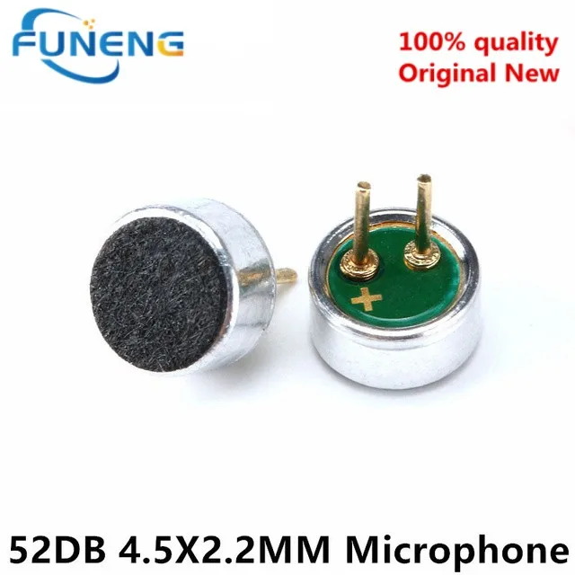 50pcs Microphone 9x7mm 9767 6x5mm 6050 6x2.2mm 6022 4.5x2.2mm 4522 4x1.5mm 4015 Electret Microphone With 2 Pin Pick-up