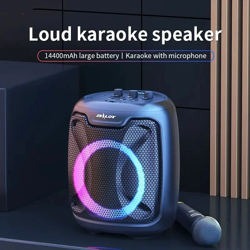 50W Wireless Stereo Karaoke DJ Box with 3 Horns Rich and Pure Sound 14400mAh Large Battery Multi-Function HIFI Bluetooth Speaker