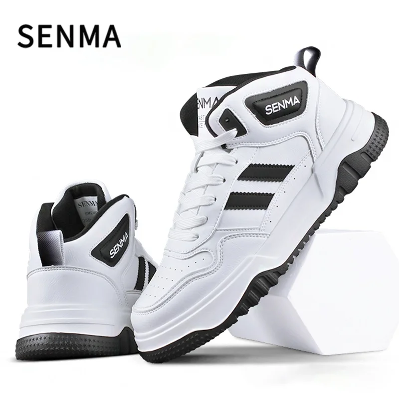 

SENMA Men's Fashion High Top Sneakers Casual Walking Shoes Winter White Board Shoes Leather Street Sneakers Sports Casual Shoes