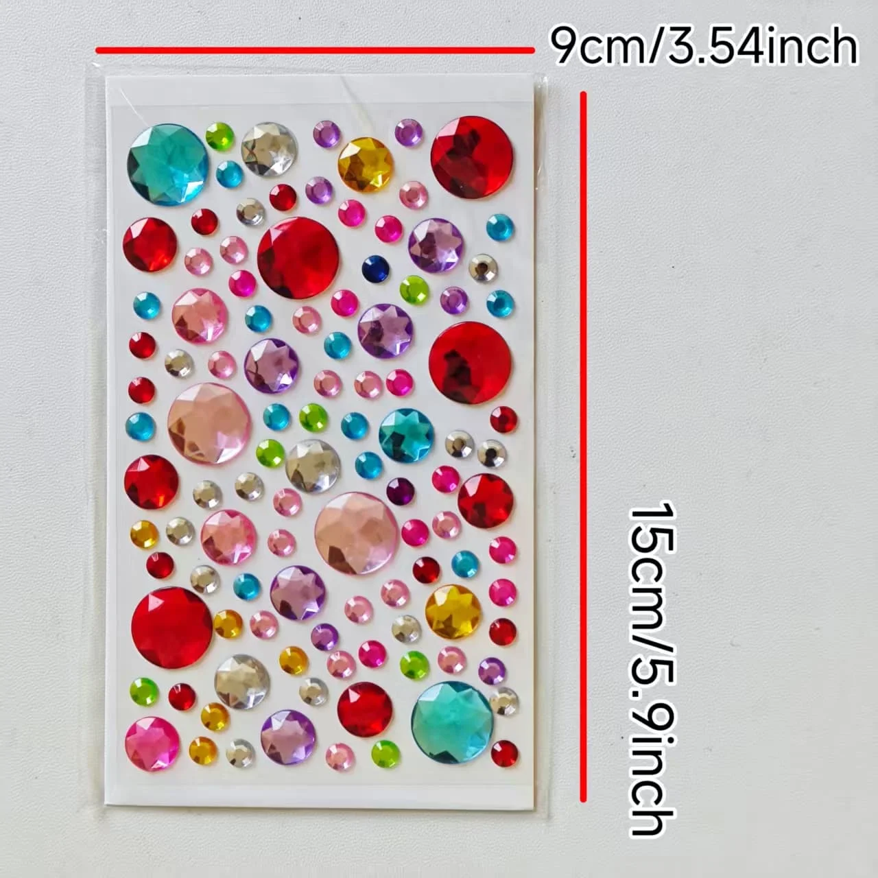 10 Colorful and Beautiful Rhinestone Stickers for Journal Decoration, Candy-Colored Guka Stickers, Decorative Embellishments for Photo Albums, DIY Materials, Face Stickers, Heart-Shaped, Round, Five-Pointed Star, Round Shapes