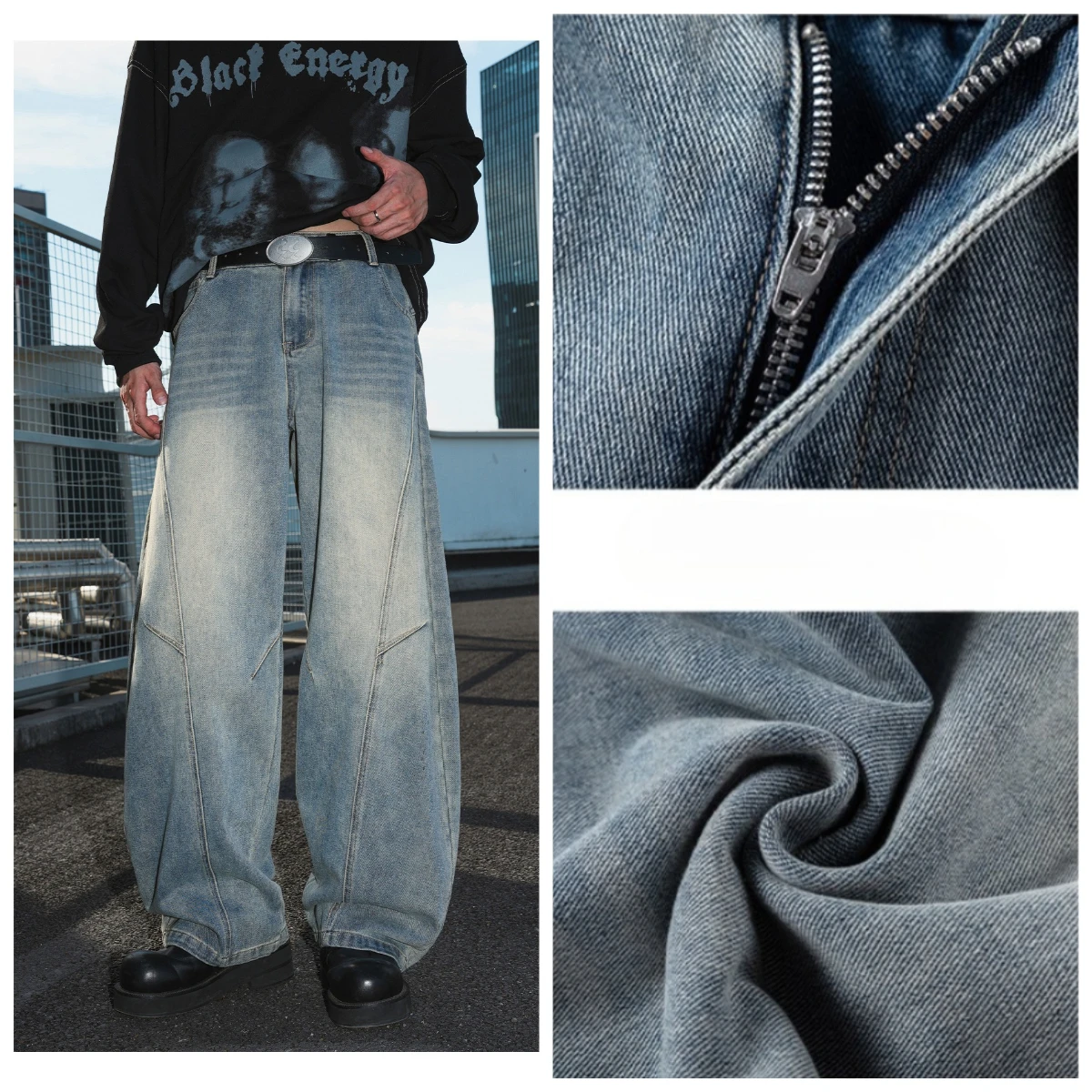 

Washed Wide Leg Jeans Mens Spring Summer 2026 New Vintage Baggy Oversized Jeans Man Casual Streetwear Men Clothes