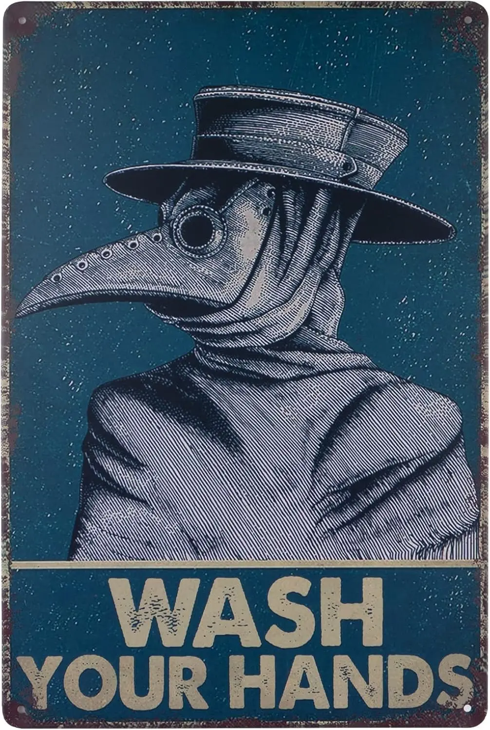 Retro Signs Wash Your Hands Vintage Metal Tin Signs Plague Doctor Wall Decor Funny Bathroom Signs Restroom Decor Guest Wall Deco