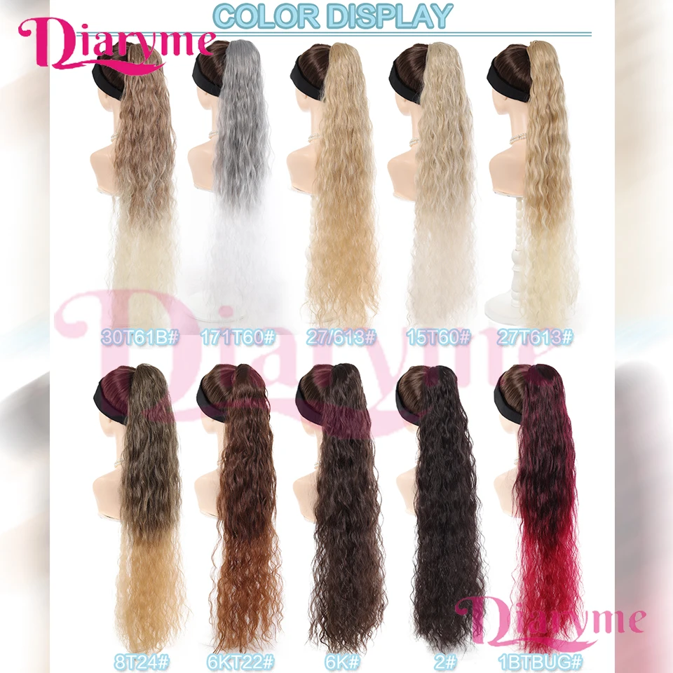 Perruque synthétique de 90 CM avec cordon de serrage, longue et ondulée, queue de cheval bouclée, adaptée aux dames principiantes à porter dans les Festivals quotidiens