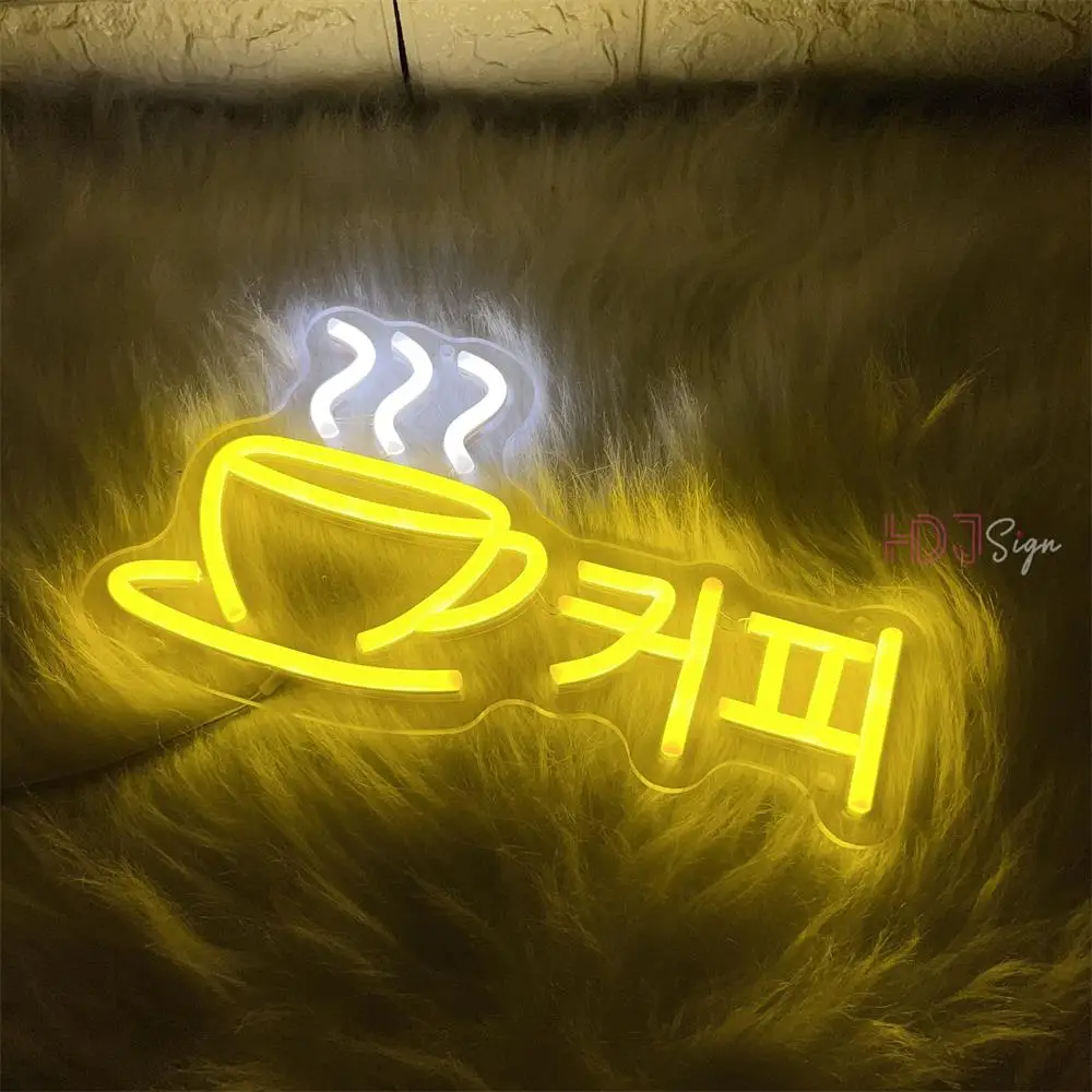 Coffee Neon Signs Korean Neon Light Sign For Coffee Shop Restaurant Cafe Wall Decor Room Lounge Neon LED Sign Personalize Neon