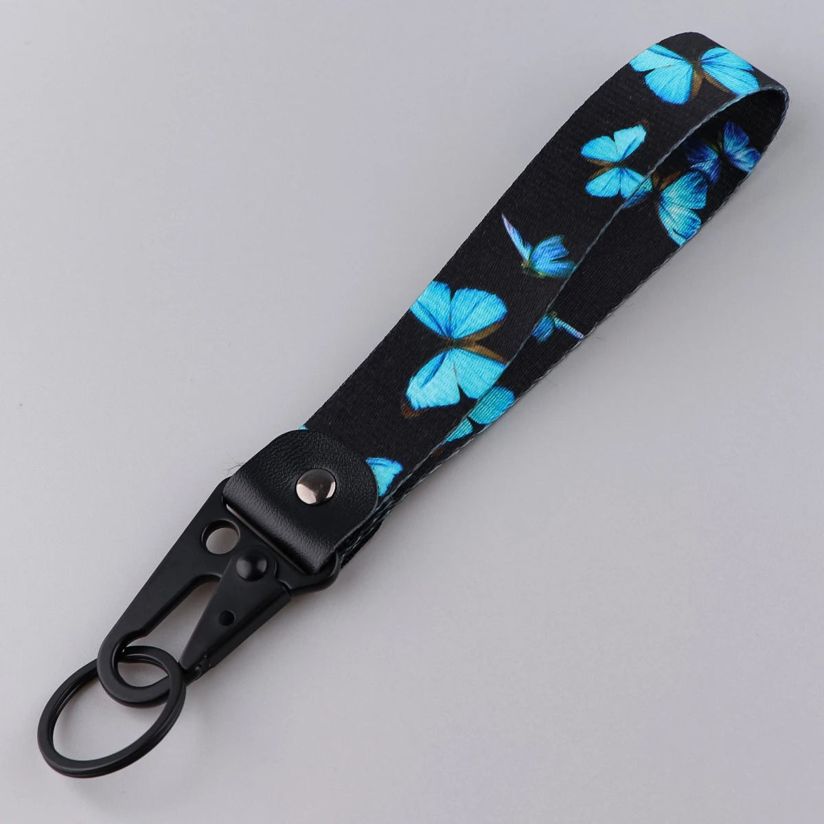 Butterfly Car Keychain Lanyard For Keys USB Gym ID Card Badge Holder Mobile Phone Straps Short Wrist Straps Key Ring Accessories