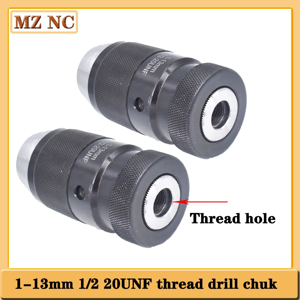 1-13mm 1/2 20unf thread dril chuck collet chuck 3/8-24UNF 1-16 5/8-16UNF keyless self-tightening chuck for drilling machine