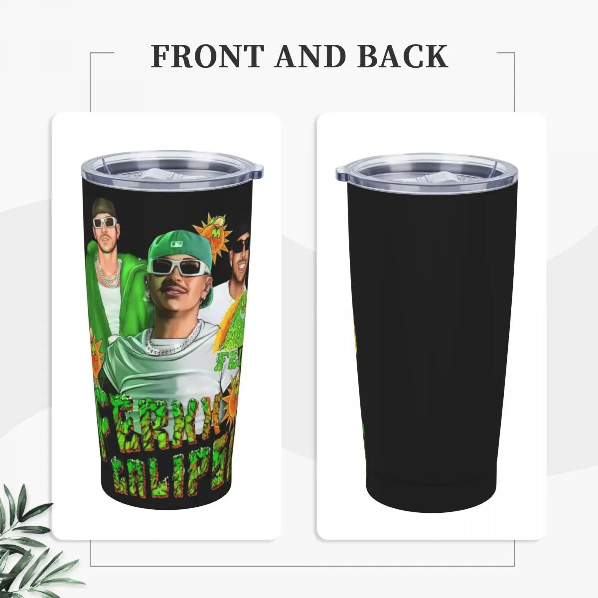 Feid Ferxxo Calipsis World Tour Poster Stainless Steel Tumbler Musician Mugs Cup 20oz Thermal Cups Drinks Milk Tea Water Bottle