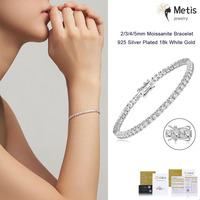 Dainty Full Moissanite Tennis Bracelet 18k Gold Plated 925 Sterling Silver D Color Lab Created Diamond Bracelet for Women Men