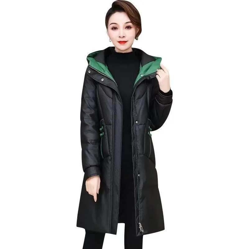 Women\'s Down Cotton-padded Coat 2025 Winter Thickening New Female Parkas Jacket Long Fashion Down Cotton Jacket Slim Overcoat