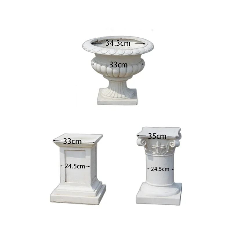 

European garden Roman column round basin with goblet complete set, outdoor garden ornament