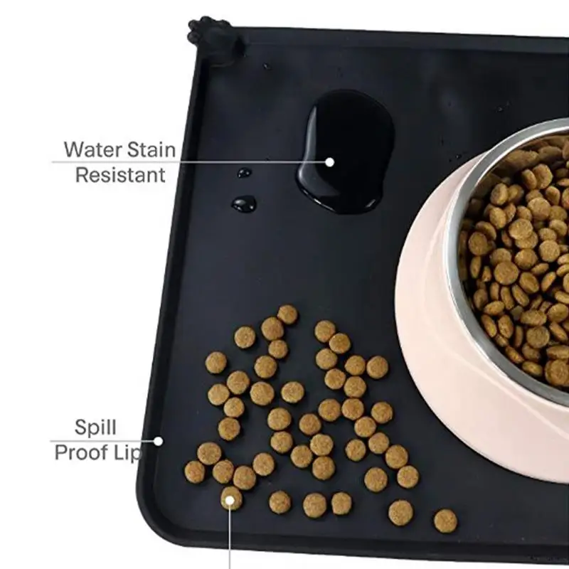 Dog Mat For Food And Water Large Dog Feeding Mat Food Grade Waterproof Non-Slip Silicone Pet Food Mat Waterproof Cat Mat For