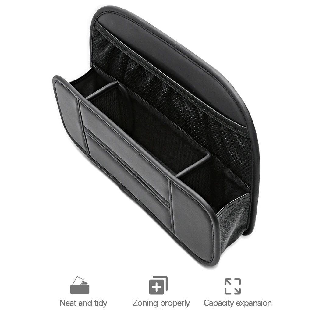 Organizer Case Mutil-pockets Stowing Mesh Auto Storage Bag for Tissue Phone Water Bottle Black Cup Holder