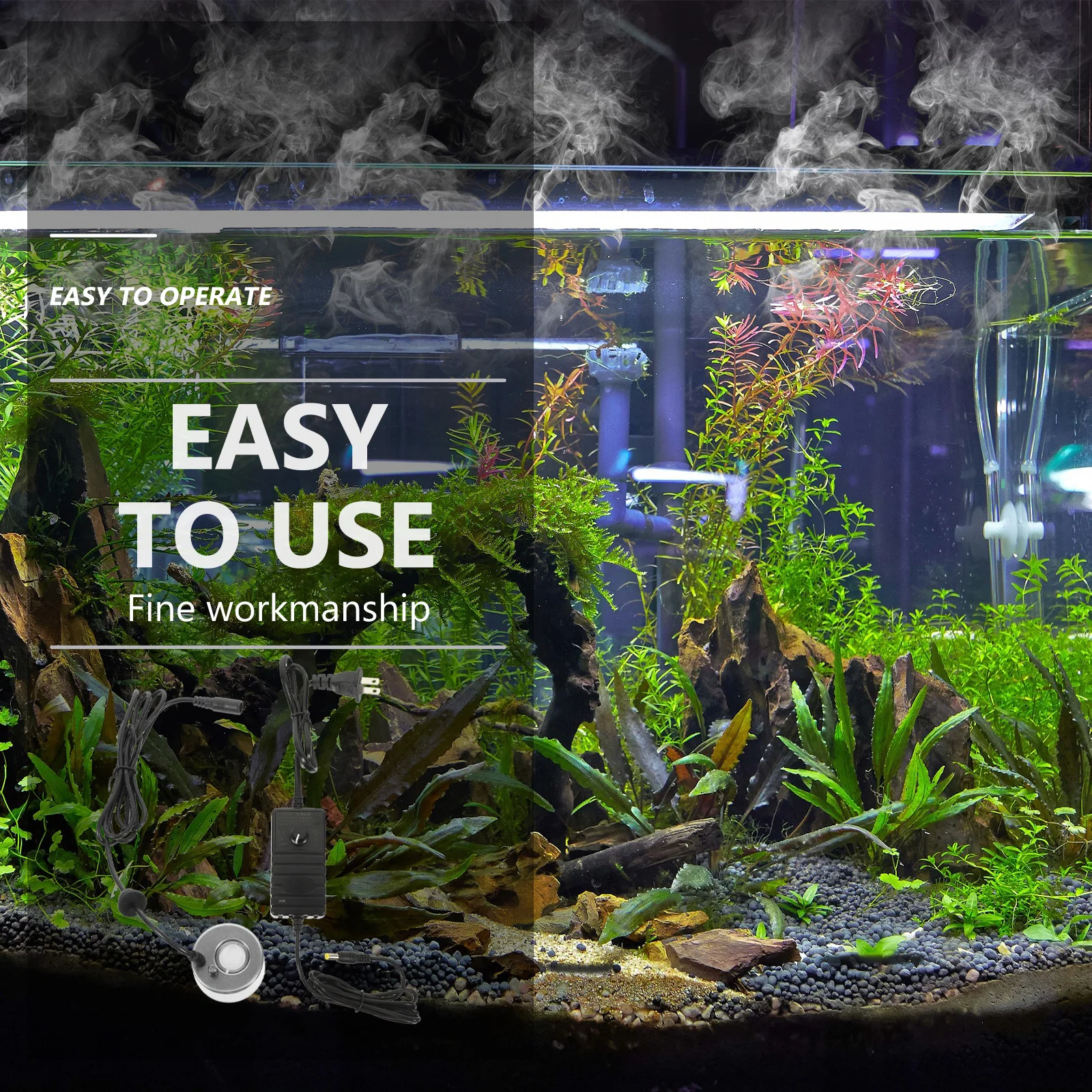 

Ultrasonic Mist Maker Fog Machine Pond Fog Fish Mist Maker for Aquarium Bonsai Rockery Garden Fountain Water