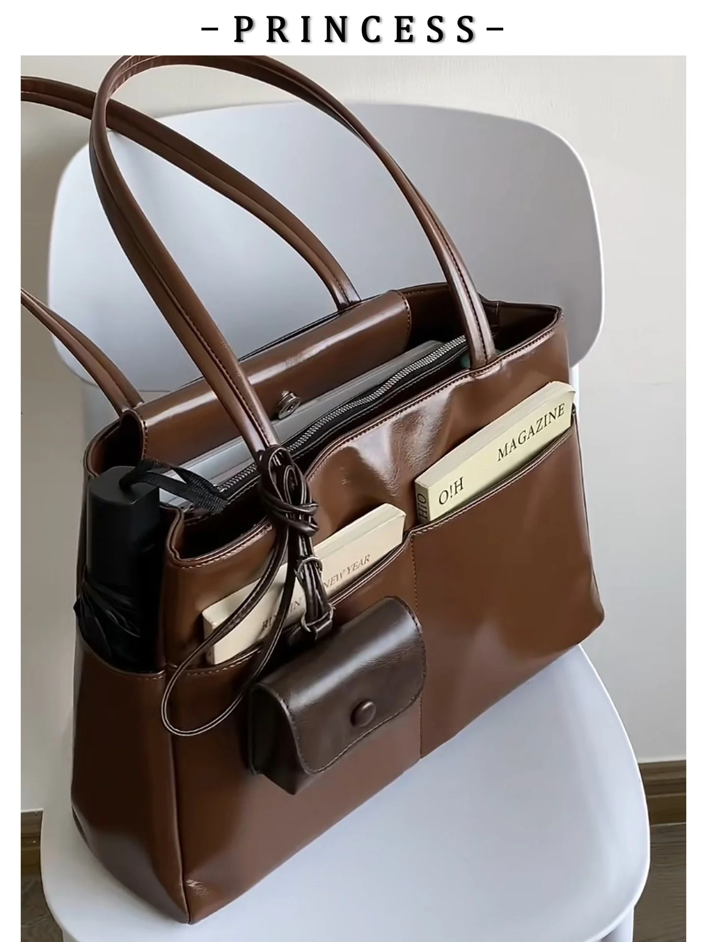versatile-bright-leather-tote-bag-women's-commuter-shoulder-bag-large-capacity-shopping-bag-soft-pu-handle-casual-style