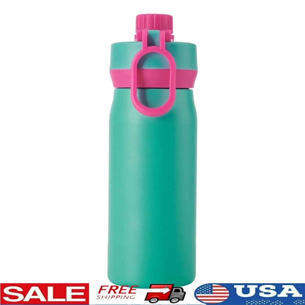 

Детская бутылка для воды из нержавеющей стали, 16 унций, герметичная крышка с двойными стенками, вакуумная изоляция, подходит для подстаканников, прочный сейф без BPA