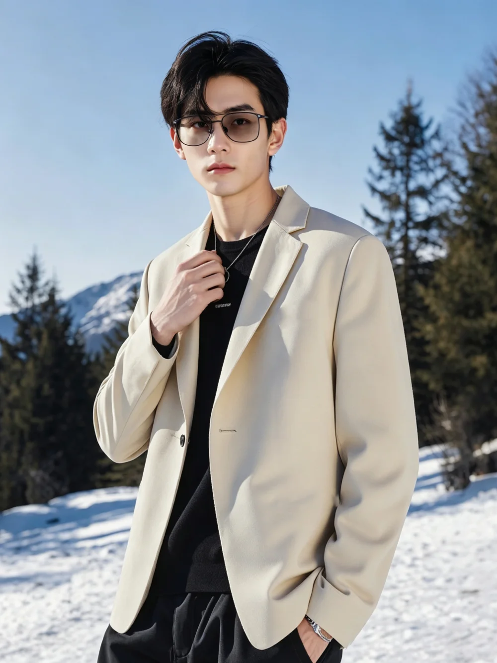 

Мужской однотонный блейзер в корейском стиле, свободного кроя, с отложным воротником, повседневный элегантный блейзер для мужчин