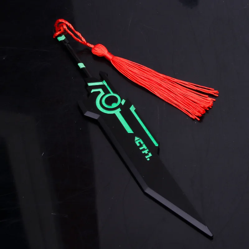 AOTU World Game Peripheral Double Zande sword Metal weapons Model Cosplay Prop Keychain Pendant Crafts Ornament Boy's Toy Gift