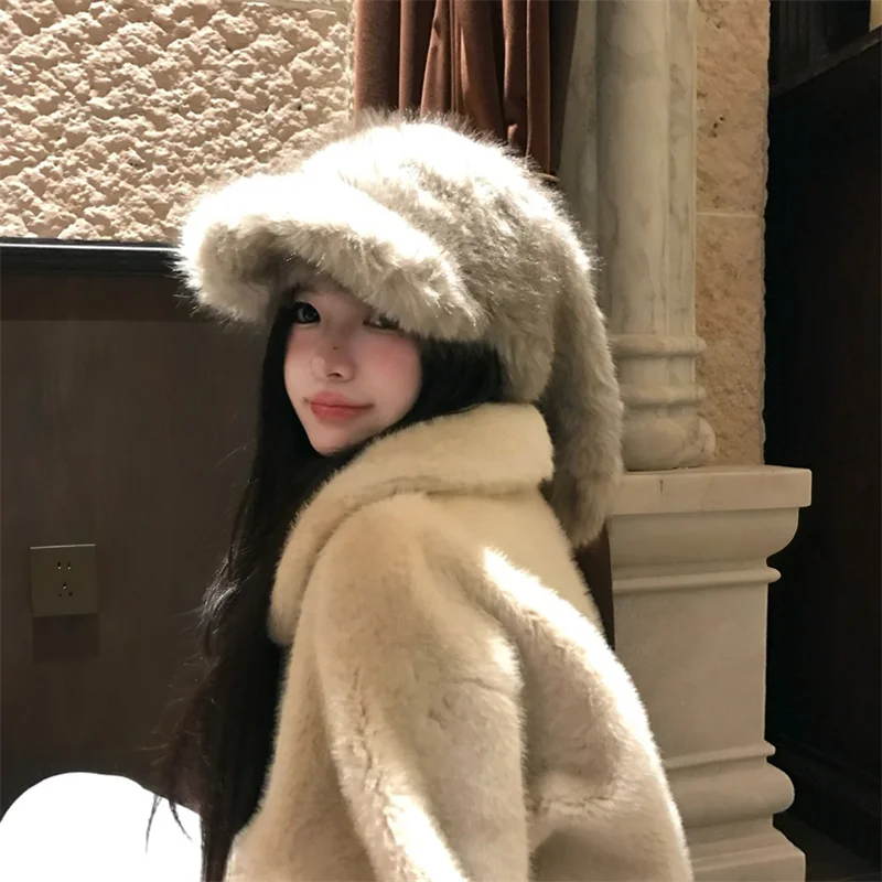 فيلم أنيمي أرنب مضحك لطيف الأذن تأثيري قبعة أفخم الشتاء يندبروف قبعة زي الكرتون فتاة مريحة الدعامة الدافئة #5